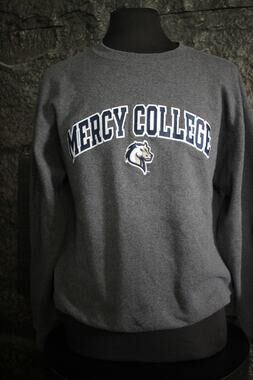 Champion Mercy College Gray Crewneck Sweatshirt Men's Large Embroidered NCAA